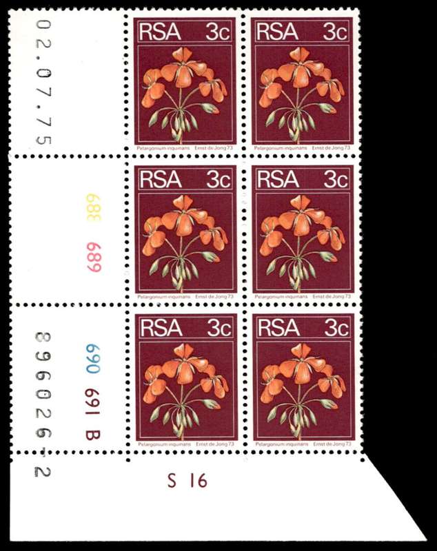 RSA 1975/07/02 2nd Definitive issue 3c Control Blocks Pane B