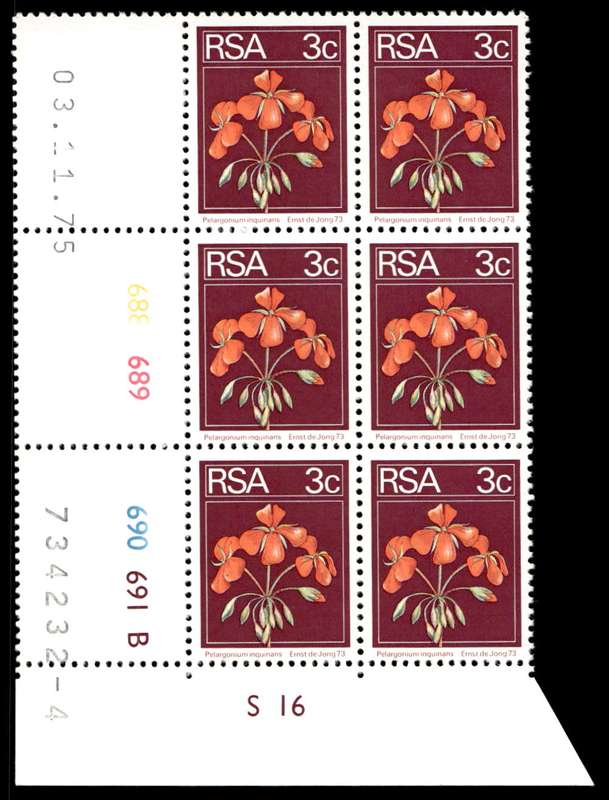 RSA 1975/11/03 2nd Definitive issue 3c Control Blocks Pane B