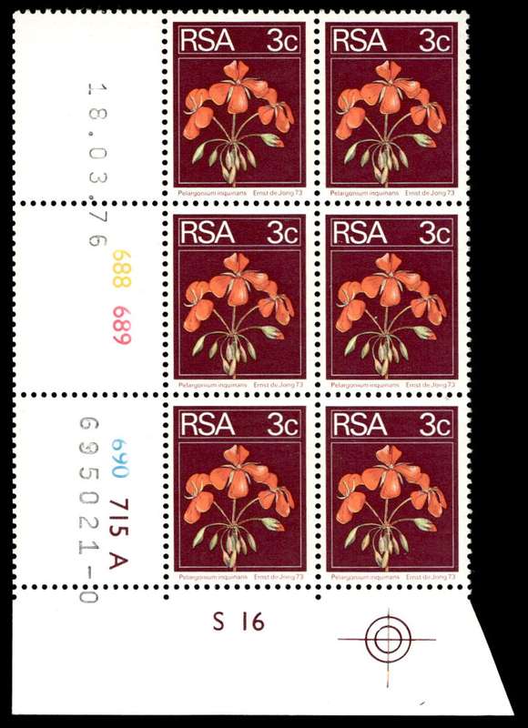 RSA 1976/03/18 2nd Definitive issue 3c Control Blocks Pane A