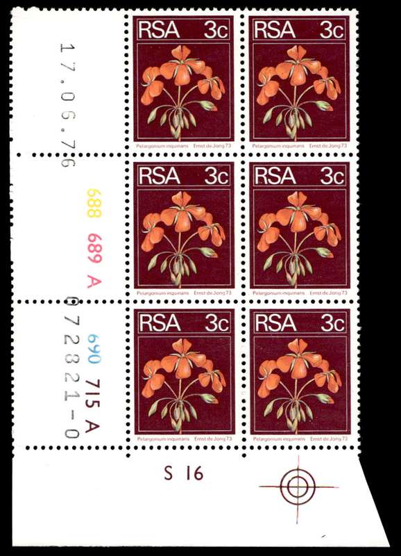 RSA 1976/06/17 2nd Definitive issue 3c Control Blocks Pane A