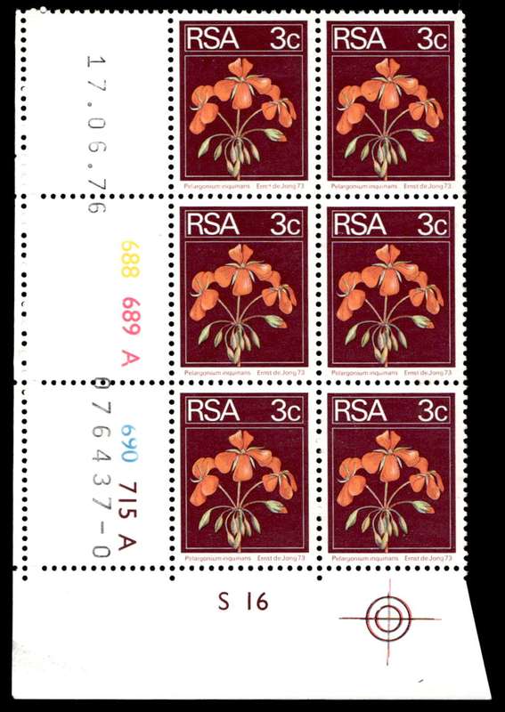 RSA 1976/06/17 2nd Definitive issue 3c Control Blocks Pane A