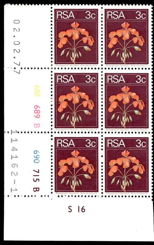 RSA 1977/02/02 2nd Definitive issue 3c Control Blocks Pane B