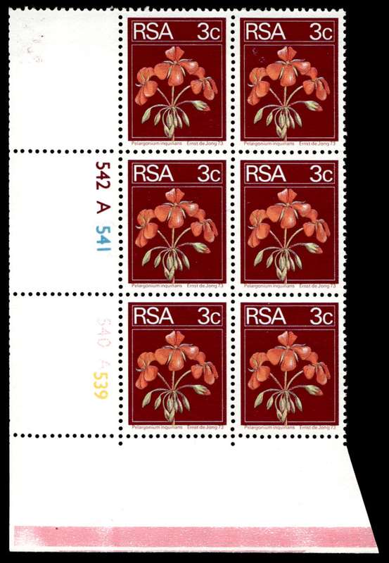 RSA 2nd Definitive issue 3c Control Blocks Cylinder 542 Pane A
