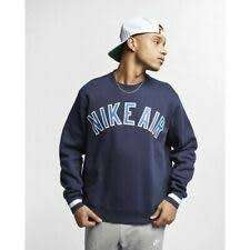 Men`s Nike Air Fleece Crewneck Sweatshirt Blue/White Loose Fit - Size Extra Large