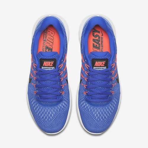 Nike Lunarglide 8 Women`s Running Shoe 843726-406 Medium Blue/Aluminium/Hot Punch/Black - Size 4.5