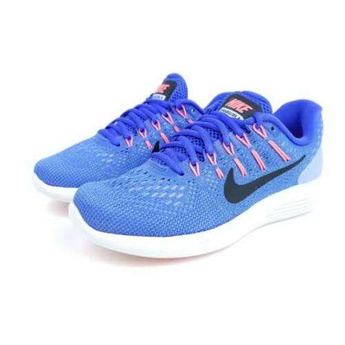 Nike Lunarglide 8 Women`s Running Shoe 843726-406 Medium Blue/Aluminium/Hot Punch/Black - Size 4.5