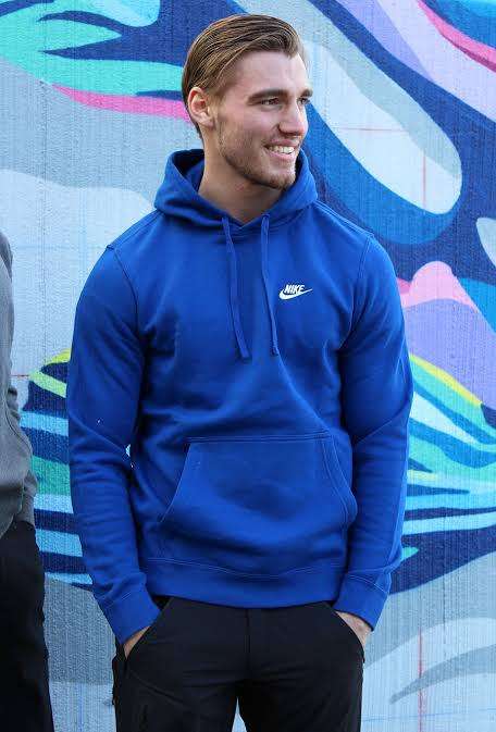 Nike Men`s Sportswear Club Fleece Pullove Hoodie Blue  804346-438 - Size Large
