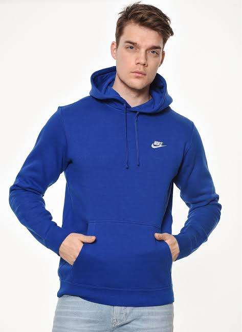Nike Men`s Sportswear Club Fleece Pullove Hoodie Blue  804346-438 - Size Large