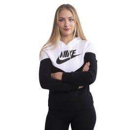 Women`s Nike Sportswear Heritage Fleece Hoodie Black/White AR2509-010 - Size Large