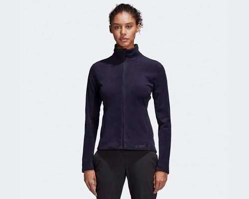 Women`s ADIDAS Sportswear Fleece Jacket Tivid Blue CY8693 - Size Large