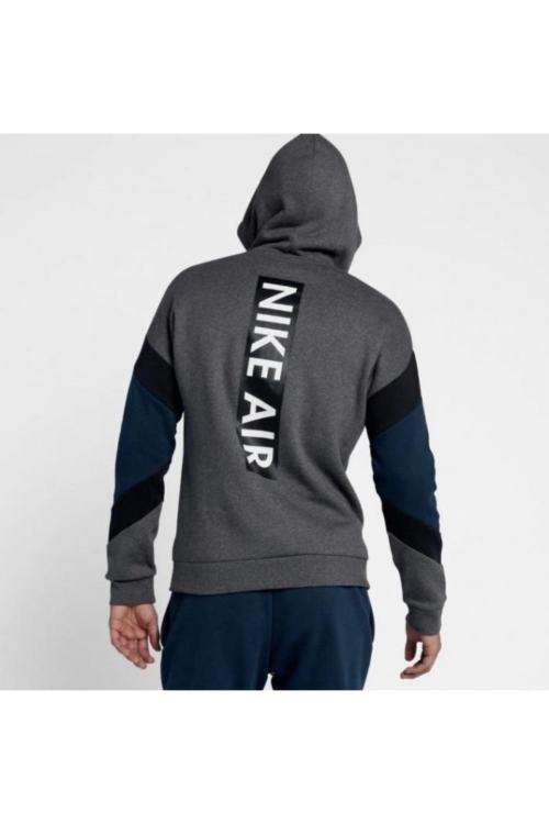 Men`s Nike Air Hoodie Full Zip Warm Fleece Grey/Black/Navy CD9222-071 - Size Small
