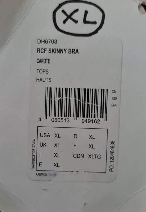 Reebok Women`s Training Front Rack Sports Bra Carotene DH6708 - Size Extra Large