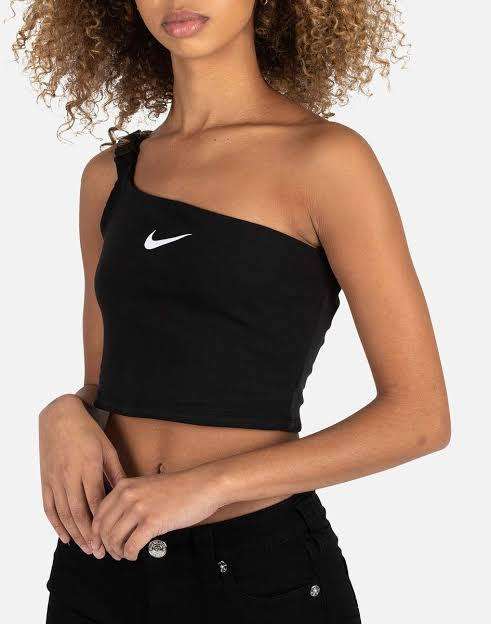 Nike Women`s Sportswear Swoosh Cropped Top Black CJ3805-010 - Size Medium