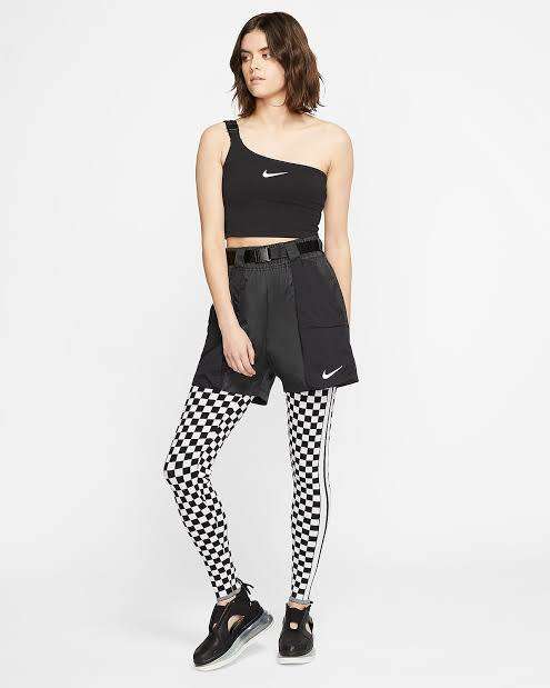 Nike Women`s Sportswear Swoosh Cropped Top Black CJ3805-010 - Size Medium