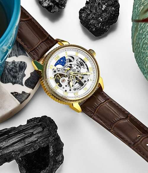 Stuhrling Original Special Reserve Automatic 40mm Skeleton Gold Tone Watch