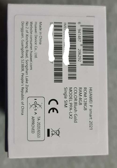 Brand New Huawei P Smart 2021 128GB Single SIM - Blush Gold (Open Box)