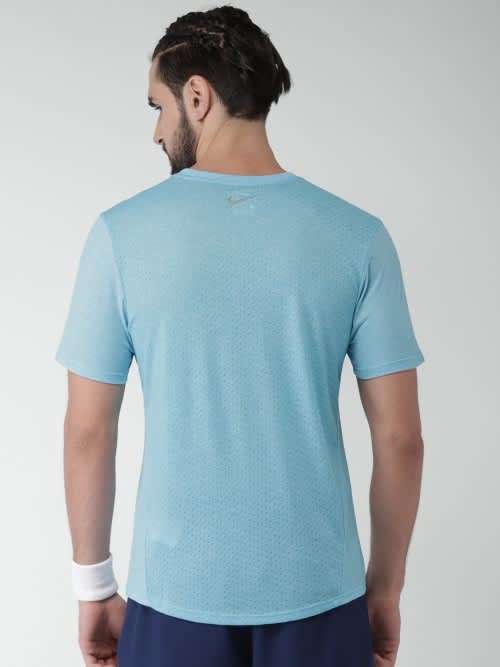 Original Men`s Nike Running DRI-FIT Tee Rise 365 Perforated Melange Blue AT3929-301 - Size Medium