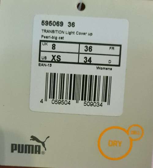 Puma Ladies Transition Light Cover Up Shirt/T-shirt Pearl 595069 (RELAXED FIT) - Size Extra Small