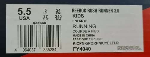 GIRLS Sneakers REEBOK Rush Runner 3.0 Light Pink/White/Yellow FY4040 - Size 5