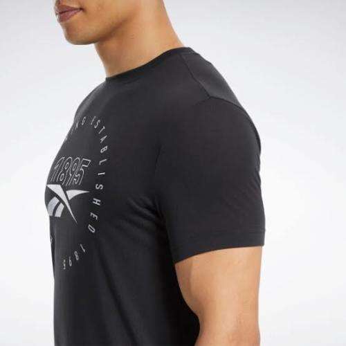 REEBOK Graphic Series Speedwick Tee Black/Pure Grey 3 EW3848 - Size Medium