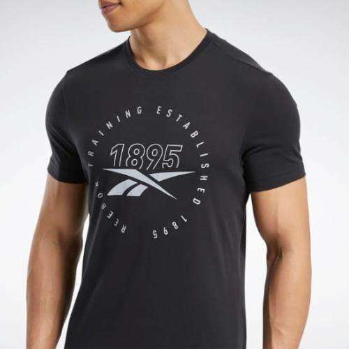 REEBOK Graphic Series Speedwick Tee Black/Pure Grey 3 EW3848 - Size Medium