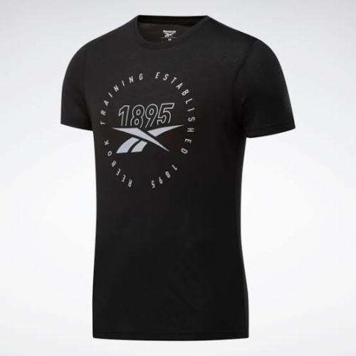 REEBOK Graphic Series Speedwick Tee Black/Pure Grey 3 EW3848 - Size Medium