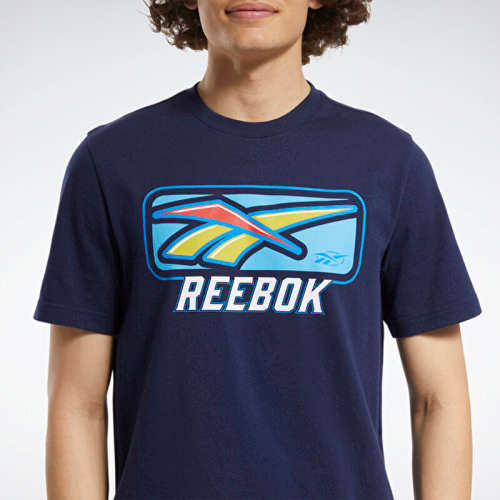 REEBOK Men`s Classics Soft Edge Vintage Tee Vector Navy EW8621 - Size Large