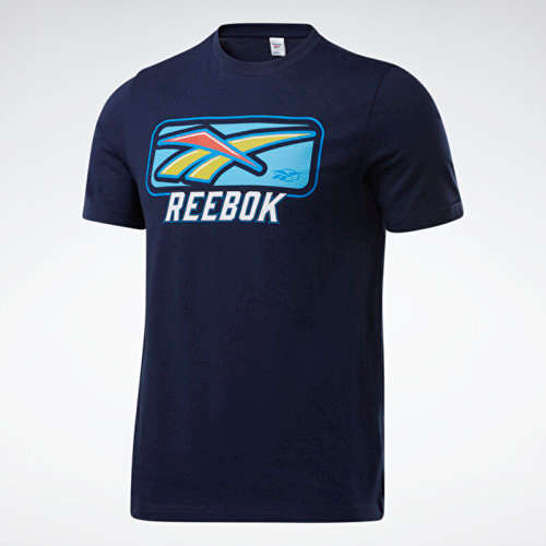 REEBOK Men`s Classics Soft Edge Vintage Tee Vector Navy EW8621 - Size Large