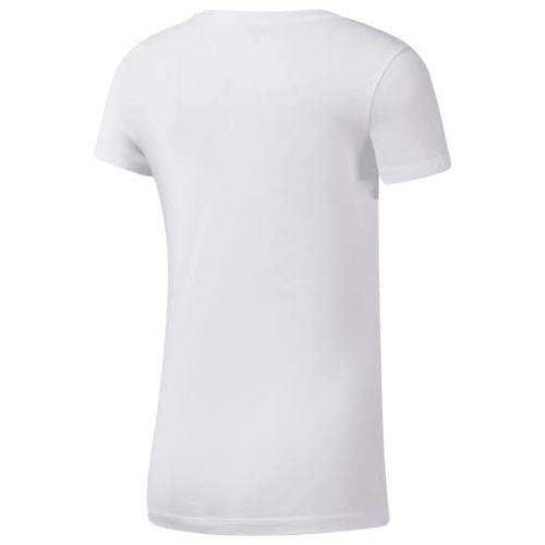 REEBOK Women`s Scoop Neck Tee White/Rebel Red EC2027 - Size Medium