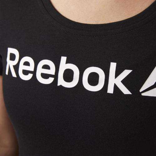 REEBOK Women`s Linear Read Scoop Neck Tee Black CF4455 - Size Large