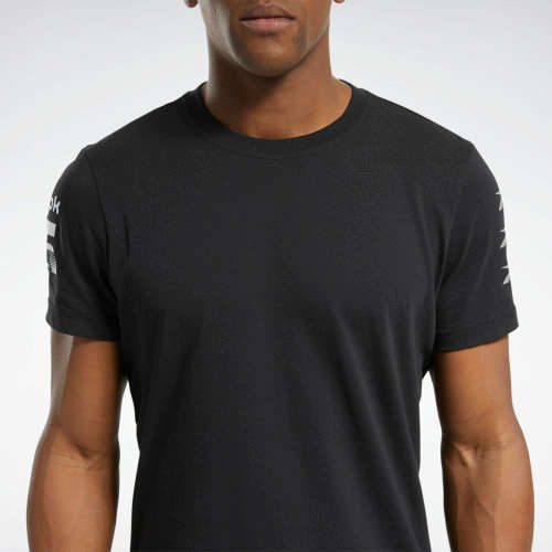 REEBOK Men`s MYT Graphic Tee Black FU3161 - Size Large