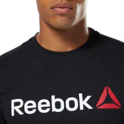 REEBOK Men`s Linear Read Tee Black CW5376 - Size Large