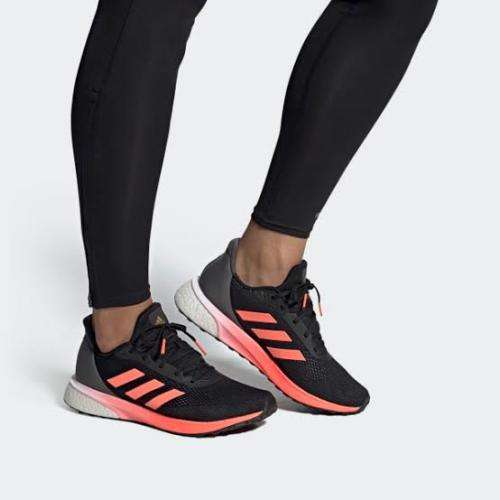 ADIDAS Men`s Astrarun Shoes Core Black/Signal Coral/Grey Five EH1530 - Size 10