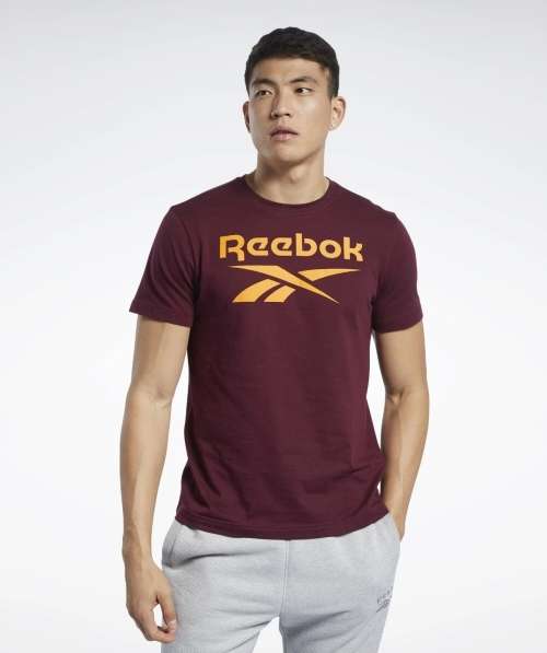 REEBOK Men`s Graphoc Series Stacked Tee Maroon EY4459 - Size Large