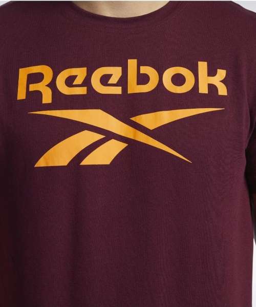 REEBOK Men`s Graphoc Series Stacked Tee Maroon EY4459 - Size Large
