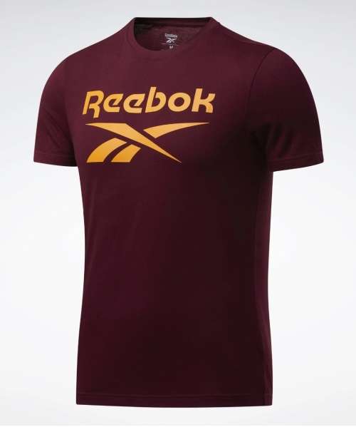 REEBOK Men`s Graphoc Series Stacked Tee Maroon EY4459 - Size Large