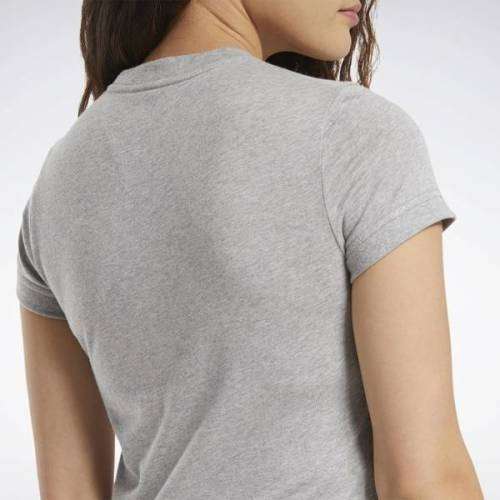 REEBOK Women`s Training Essentials Textured Tee Medium Grey Heather FT0891 - Size Medium
