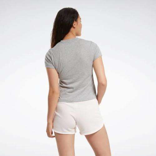 REEBOK Women`s Training Essentials Textured Tee Medium Grey Heather FT0891 - Size Medium