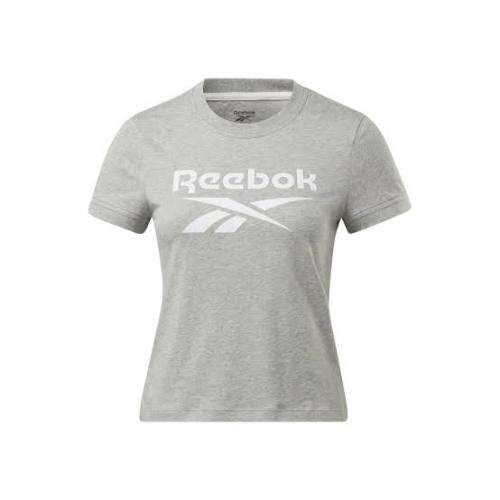 REEBOK Women`s Training Essentials Textured Tee Medium Grey Heather FT0891 - Size Medium