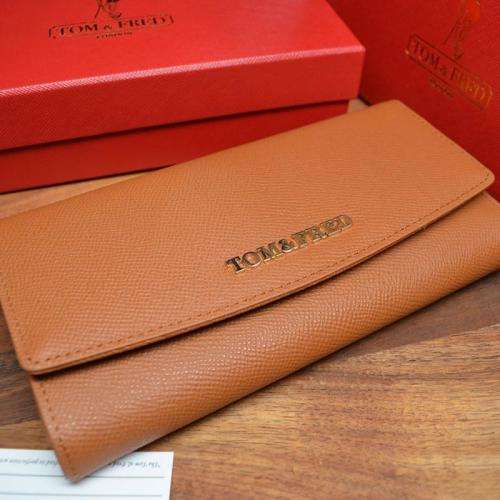 TOM and FRED LONDON Lady Biscay Twill Grain Purse - Camel Tan