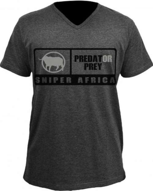 SNIPER AFRICA Predator Men`s Regular Melange Tshirt Charcoal - Size L