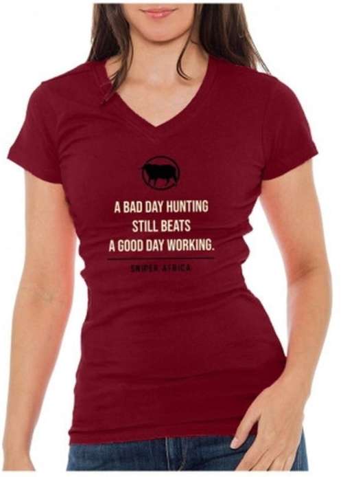 SNIPER AFRICA Bad Day Hunting Ladies T-shirt Ox-Blood - Size L