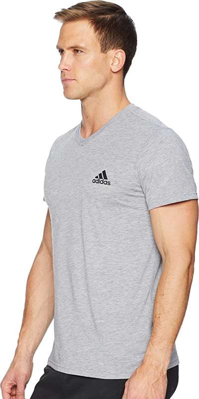 ADIDAS Men`s Ultimate SS V-Neck Tee Medium Grey Heather CK7617 - Size XL