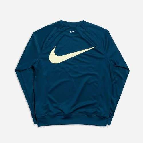 Nike Men`s Sweatshirt Swoosh Crew Blue Force/Barely Volt CJ4840-499 - Size Medium