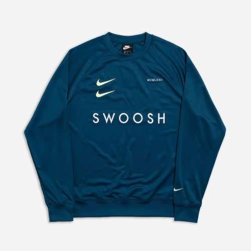 Nike Men`s Sweatshirt Swoosh Crew Blue Force/Barely Volt CJ4840-499 - Size Medium