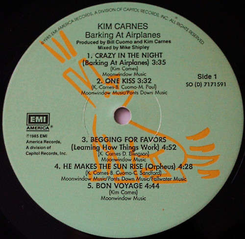 Kim Carnes - Barking At Airplanes -  EMI America  SO(D) 7171591 - (VG)(VG)