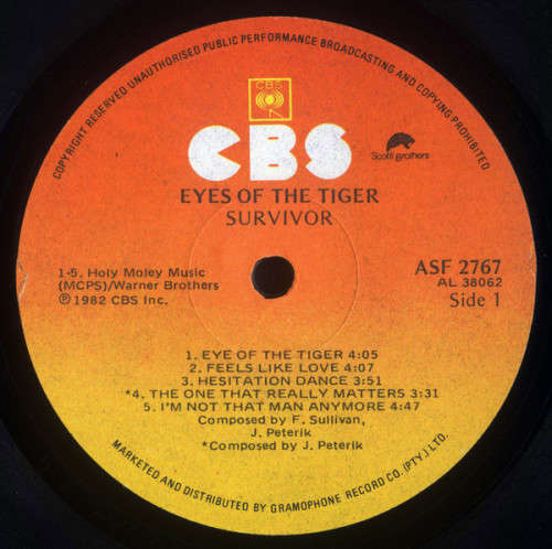 Survivor  Eye Of The Tiger - Survivor  Eye Of The Tiger - (VG)(NM)