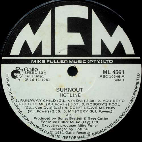 Hotline  Burnout -  MFM - ML 4561 (VG)(VG)