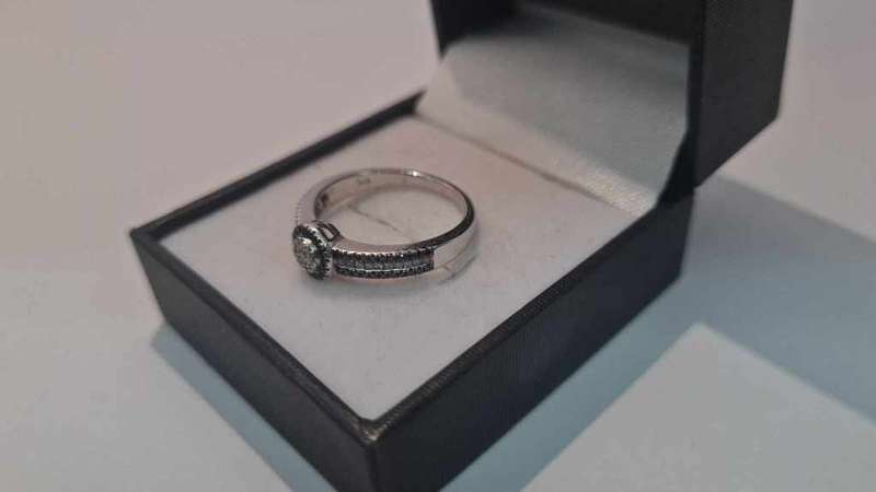9ct White Gold Halo Black 0.31 ct and White 0.32ct Diamond Ring - Evaluation R27 500