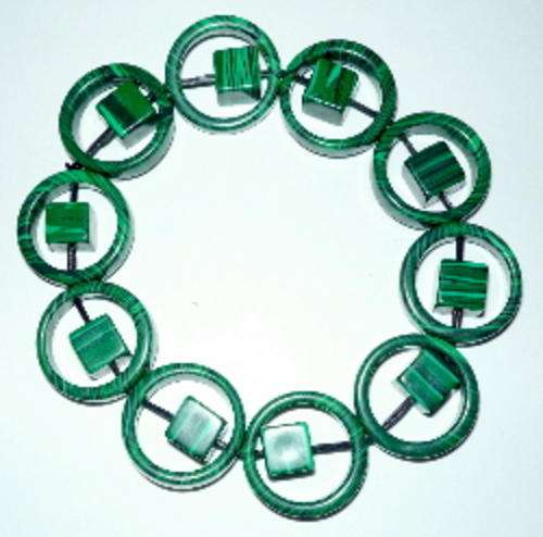 Malachite Ring and Cube Bracelet